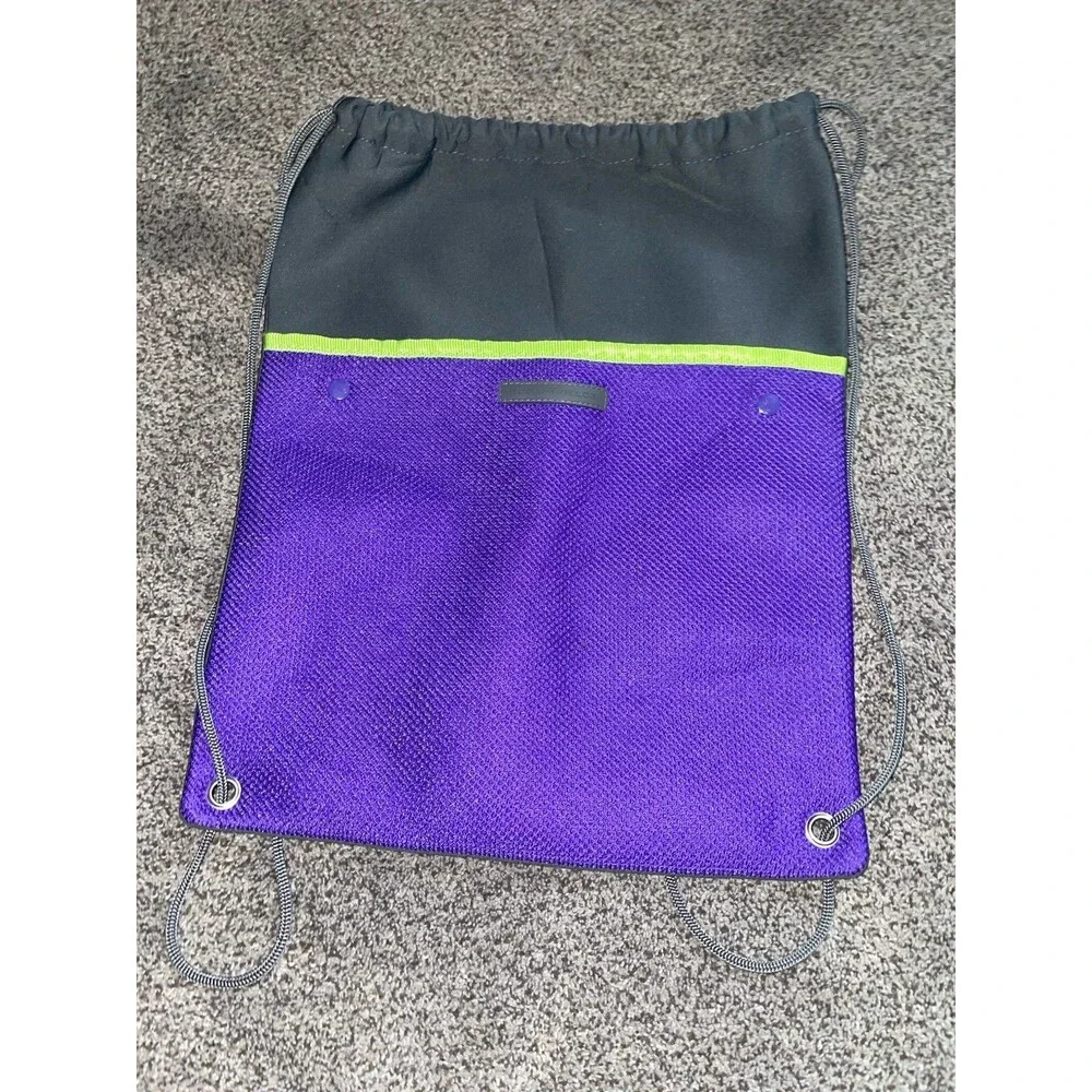 Rodan + Fields Drawstring Backpack Purple Green Gray Gym Cinch Sack Bag NWOT